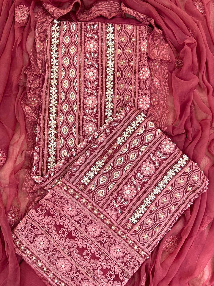 Royal Bloom: Maroon Embroidered Suit with Sequin & Mirror Accents