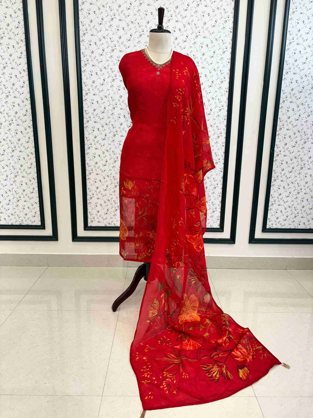 Party wear dress material in glass tissue - The Zareesh