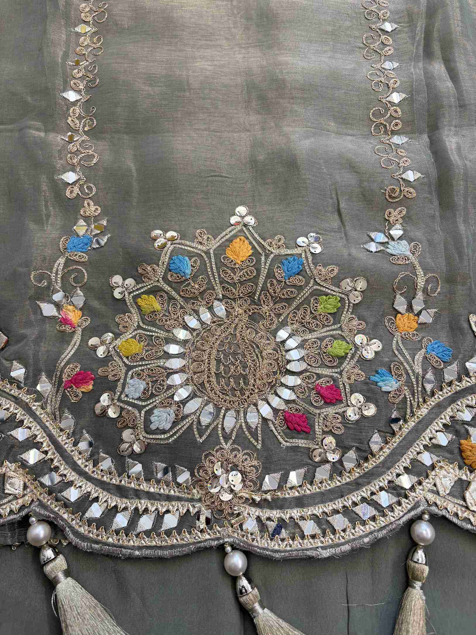 Pure Tissue Mirror Work Unstiched Suit - the Zareesh