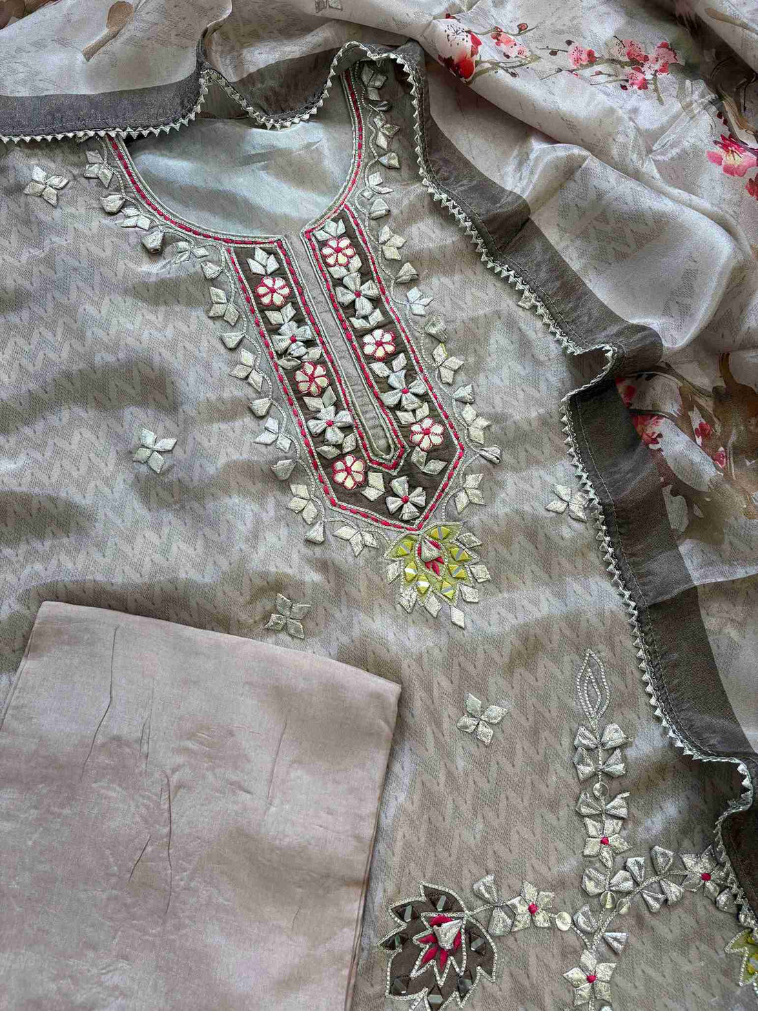 Designer gota patti unstitched suit - The Zareesh