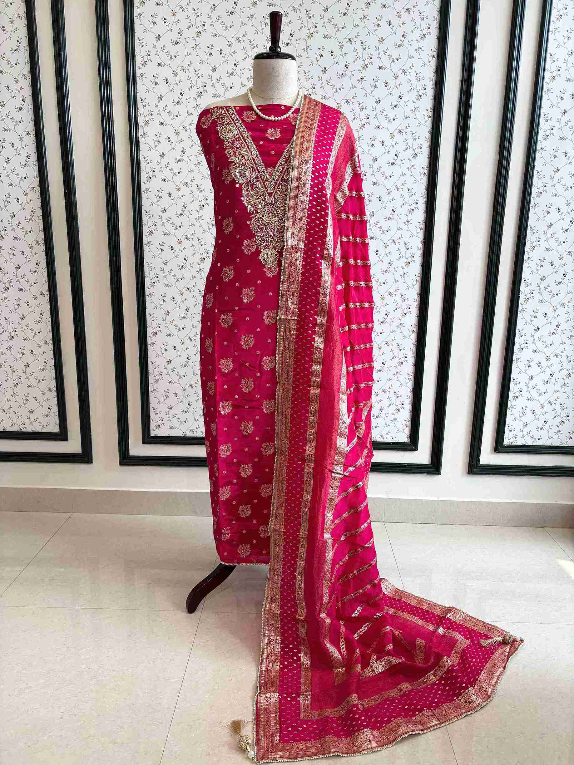 Satin Organza Unstitched Suit - The Zareesh