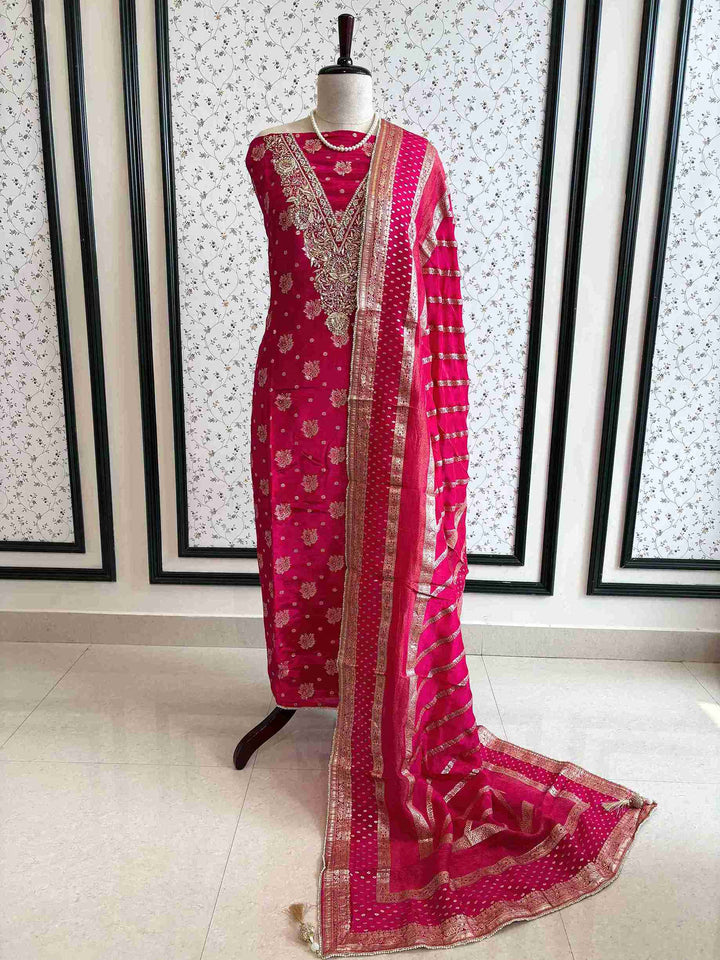 Satin Organza Unstitched Suit - The Zareesh