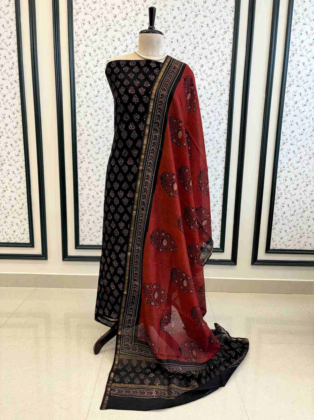 pure maheshwari silk unstitched suit for office wear