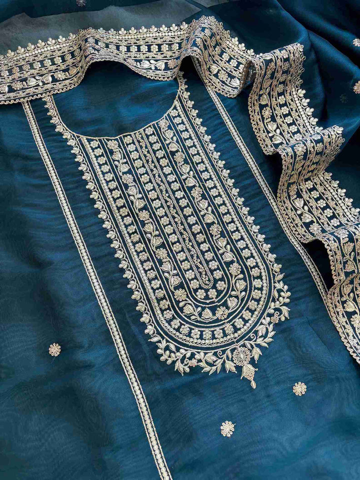 Satin Organza Unstitched Suit Set - The Zareesh