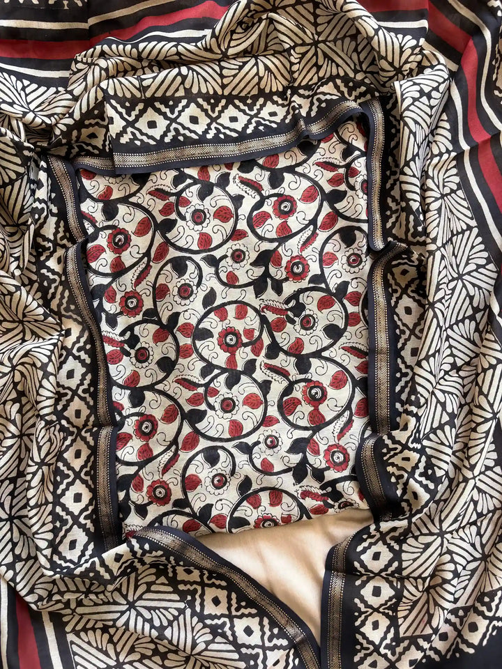 best maheshwari silk unstitched suit for casual wear