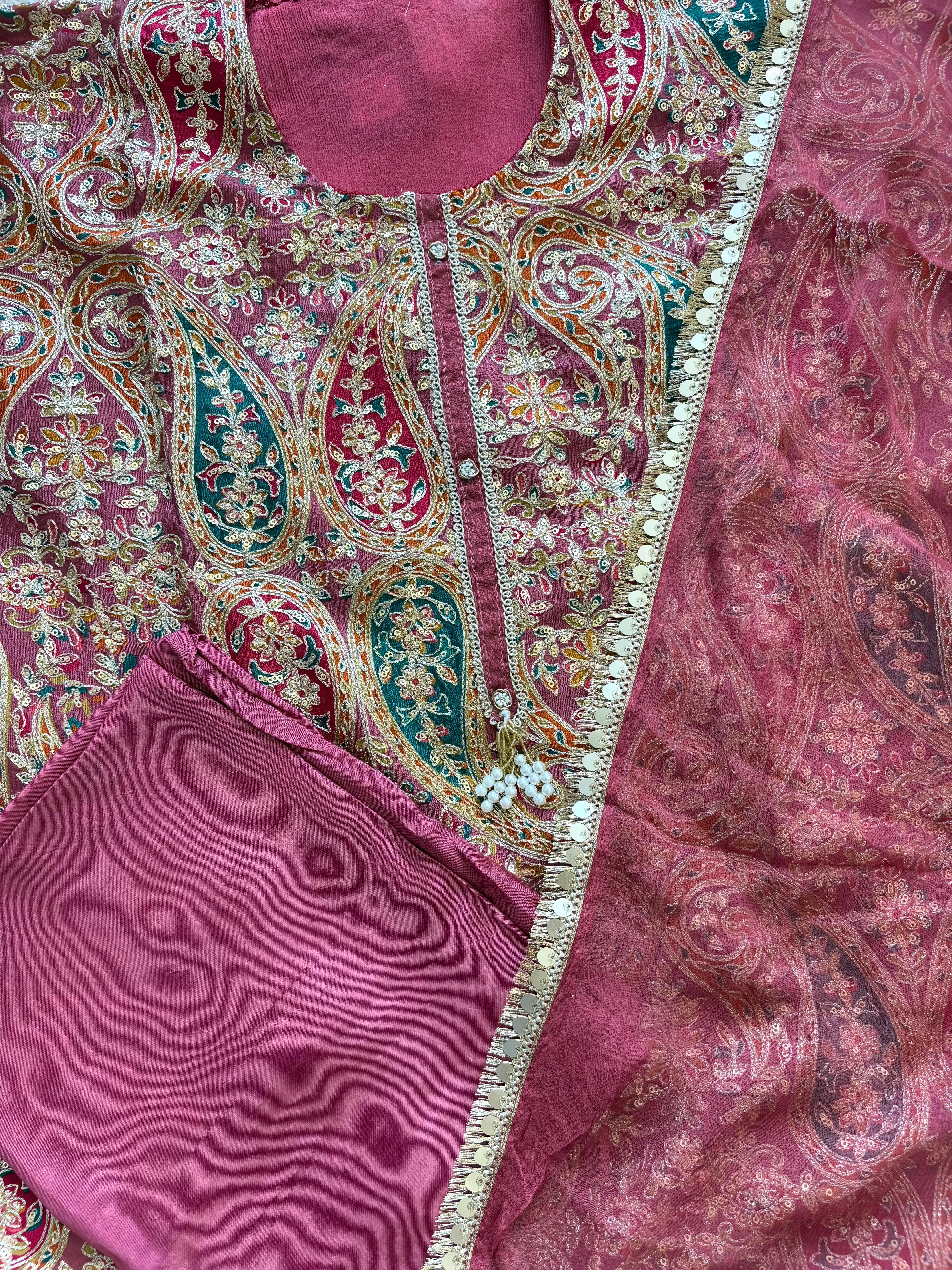 Chinnon unstitched party wear suit - The Zareesh