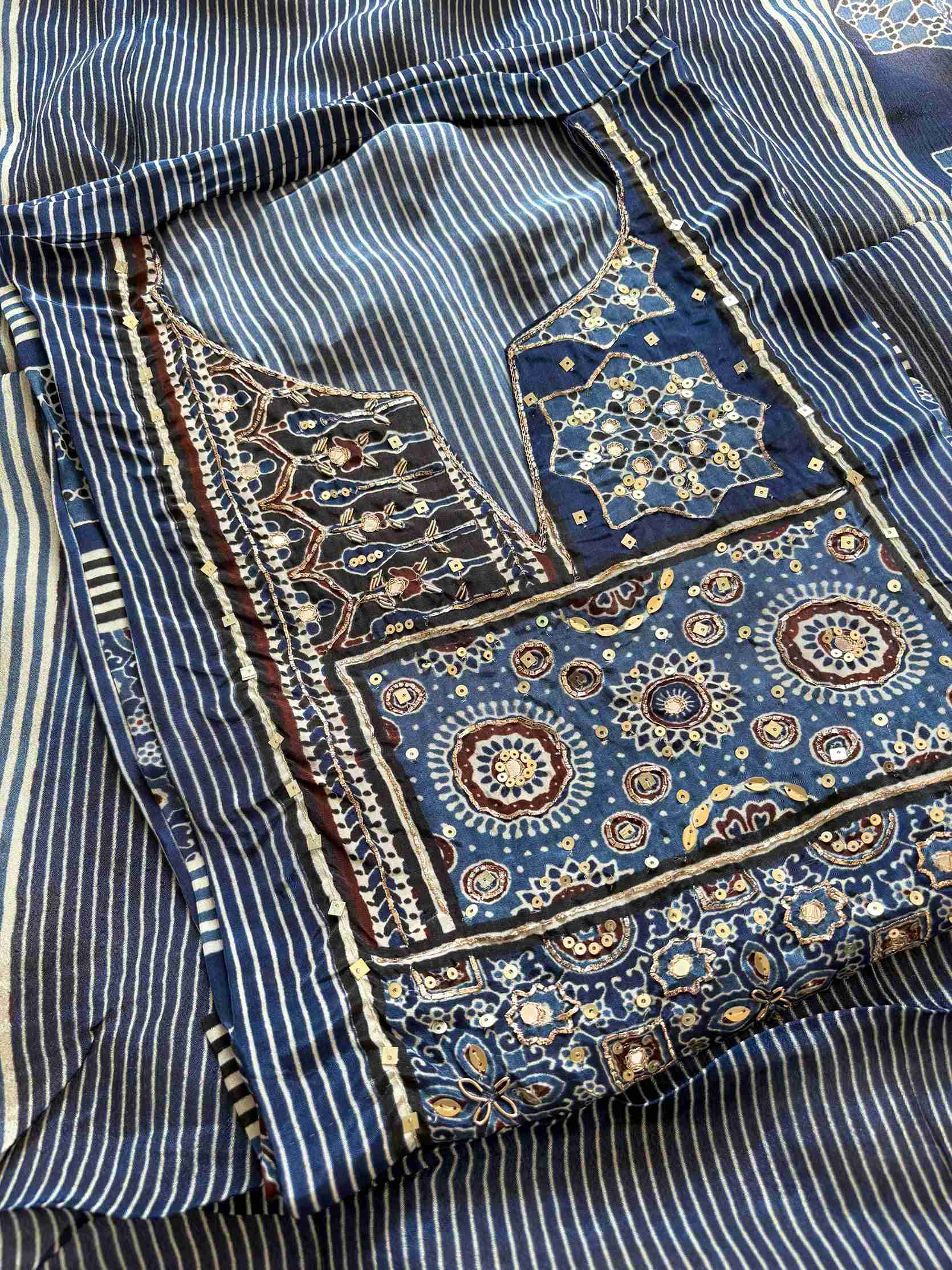 Ajrakh pure crepe unstitched suit - The Zareesh