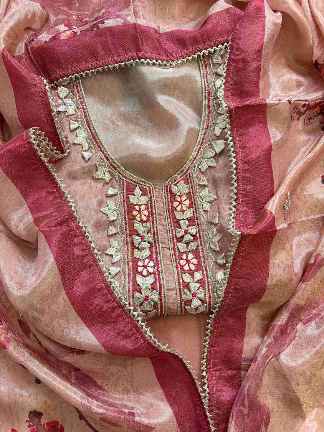 Designer gota patti unstitched suit - The Zareesh