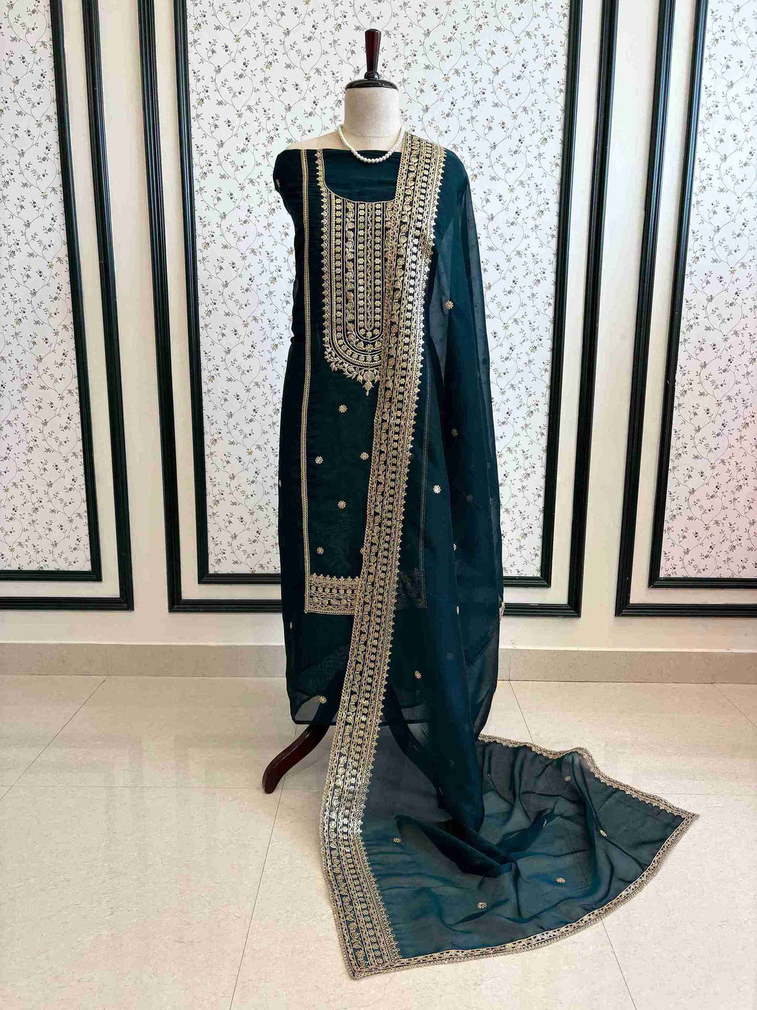 Satin Organza Unstitched Suit Set - The Zareesh