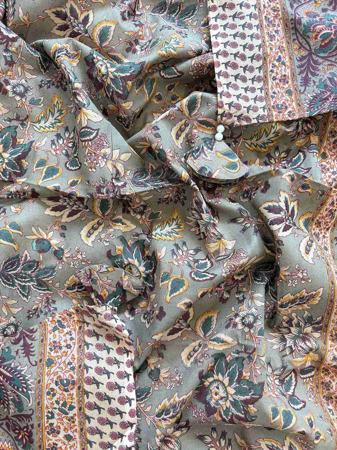 Cotton with lace work unstitched suit- The Zareesh