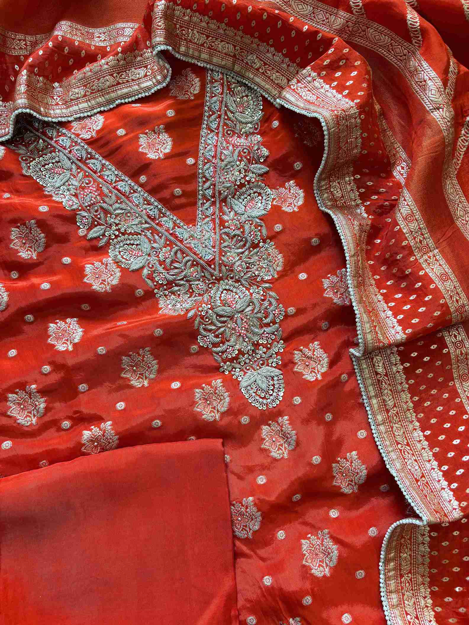 Satin Organza Unstitched Suit - The Zareesh