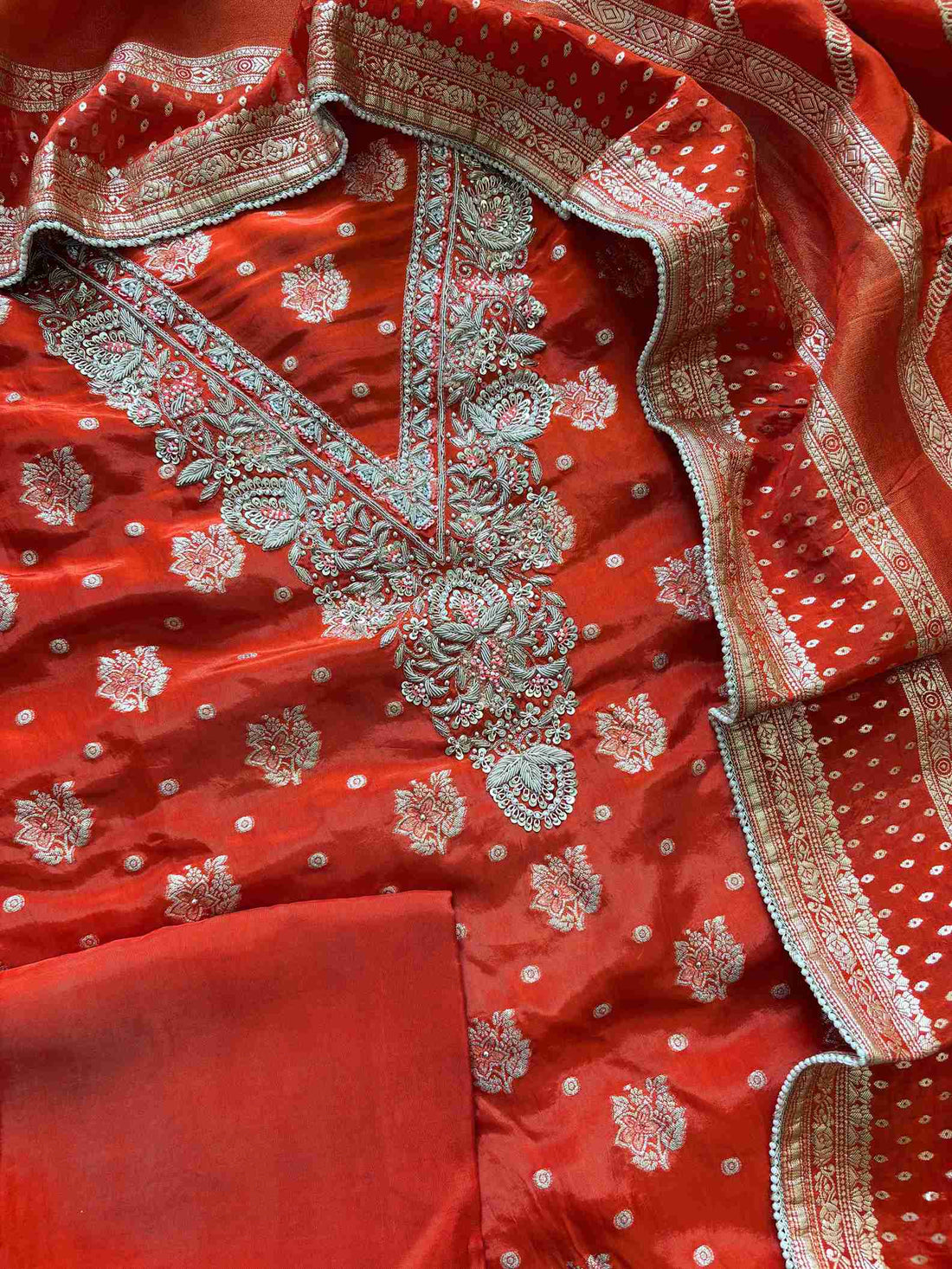 Satin Organza Unstitched Suit - The Zareesh