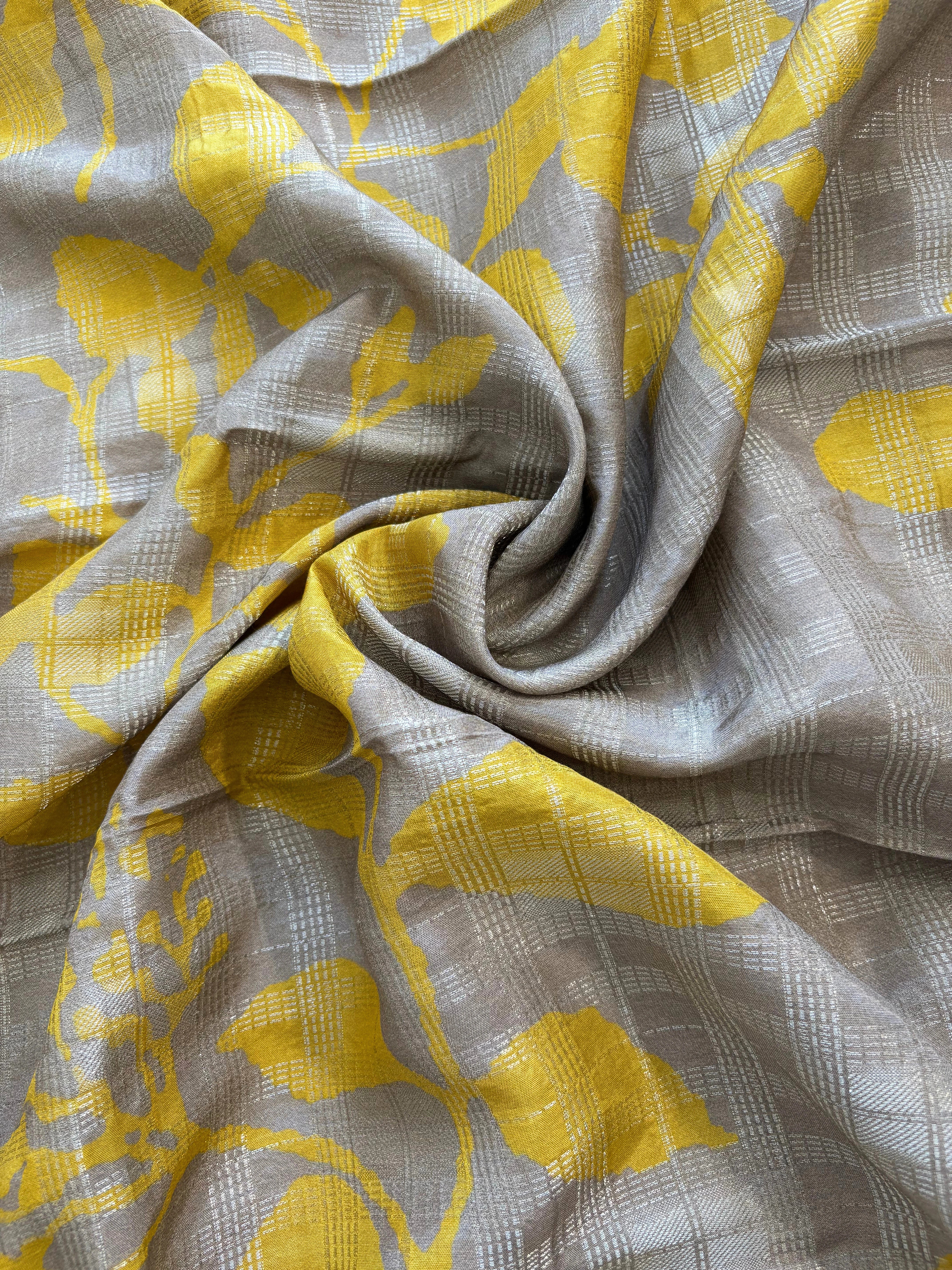 Beige & Yellow Shimmer Organza Suit with Gotta Patti Embroidery