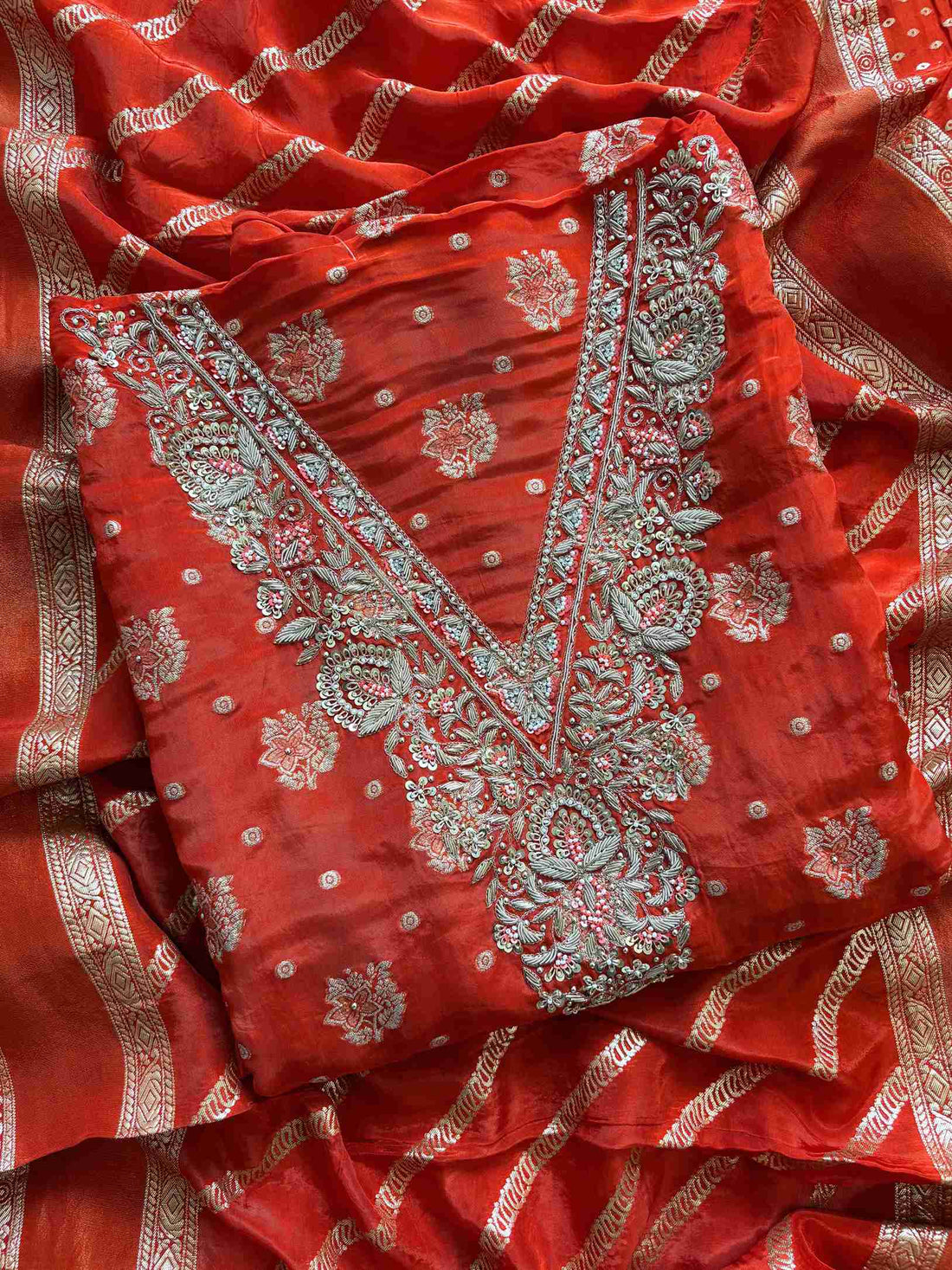 Satin Organza Unstitched Suit - The Zareesh