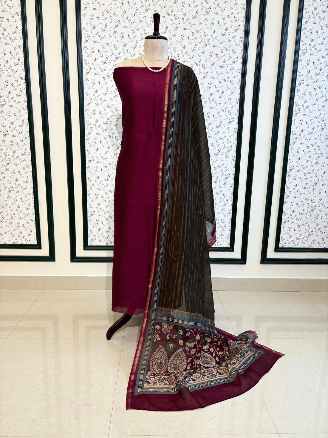 pure maheshwari silk unstitched suit for casual wear