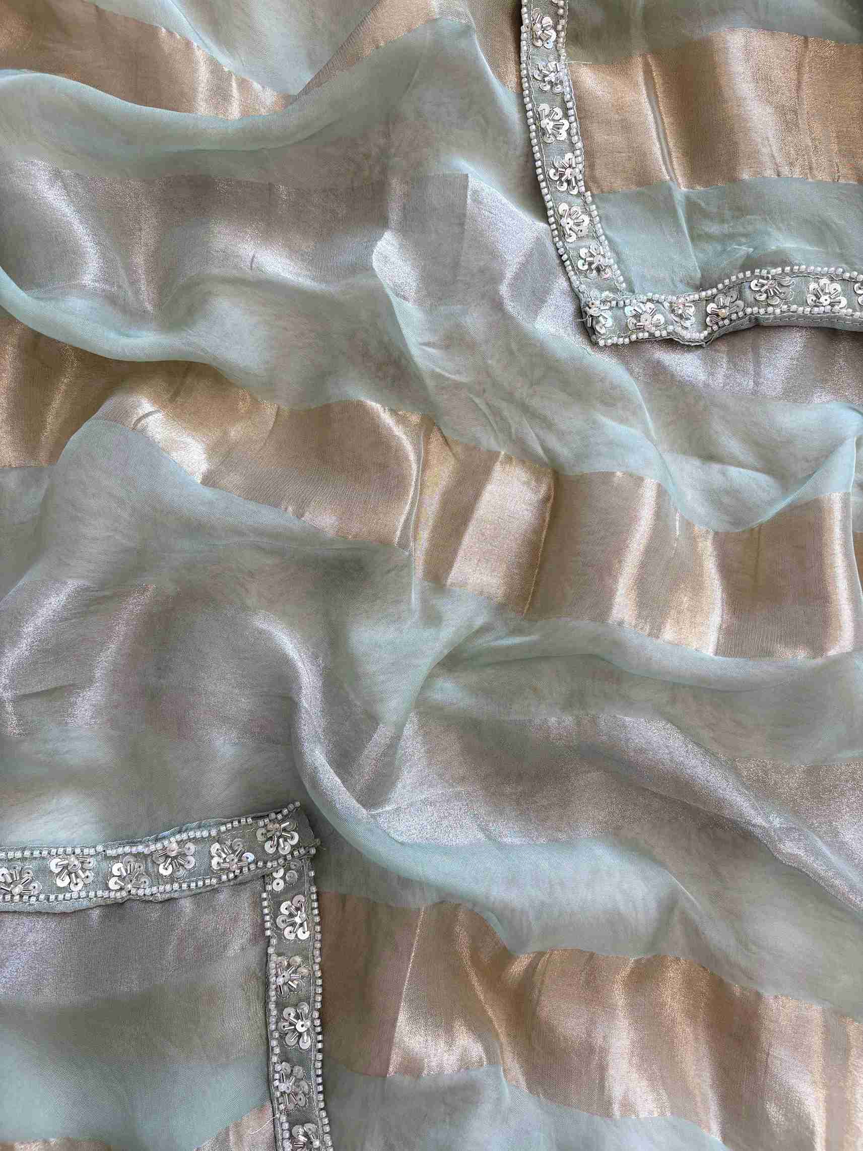 TISSUE suit set with cutdana work - The Zareesh