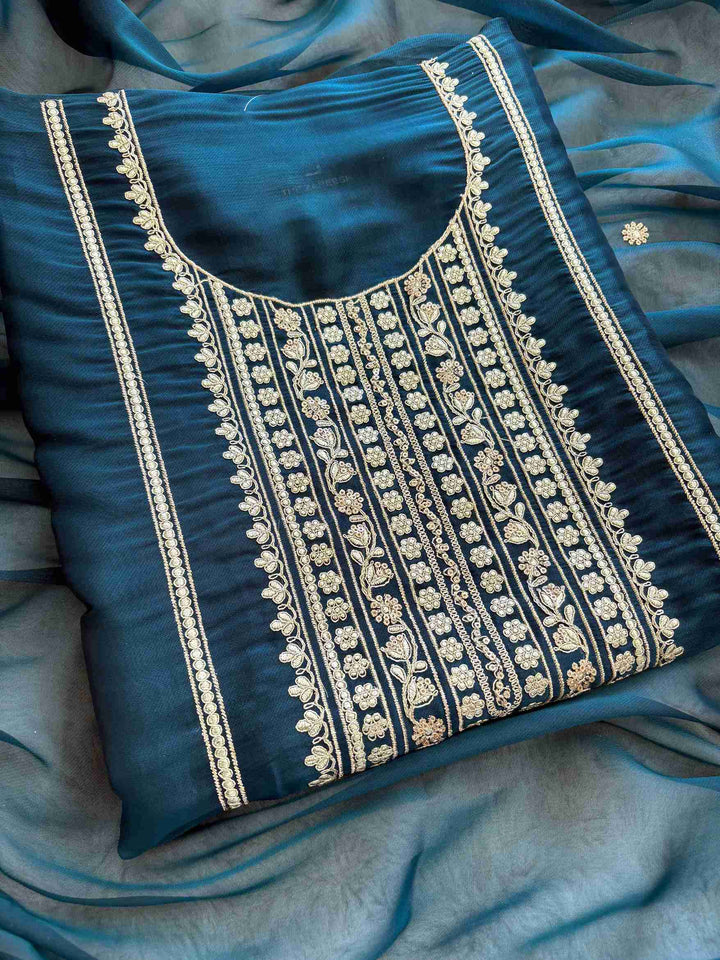 Satin Organza Unstitched Suit Set - The Zareesh