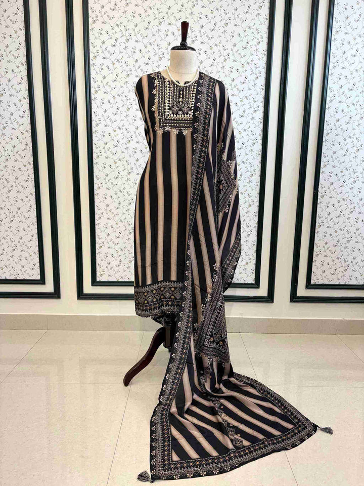 Striped Crepe Unstitched suits - The Zareesh