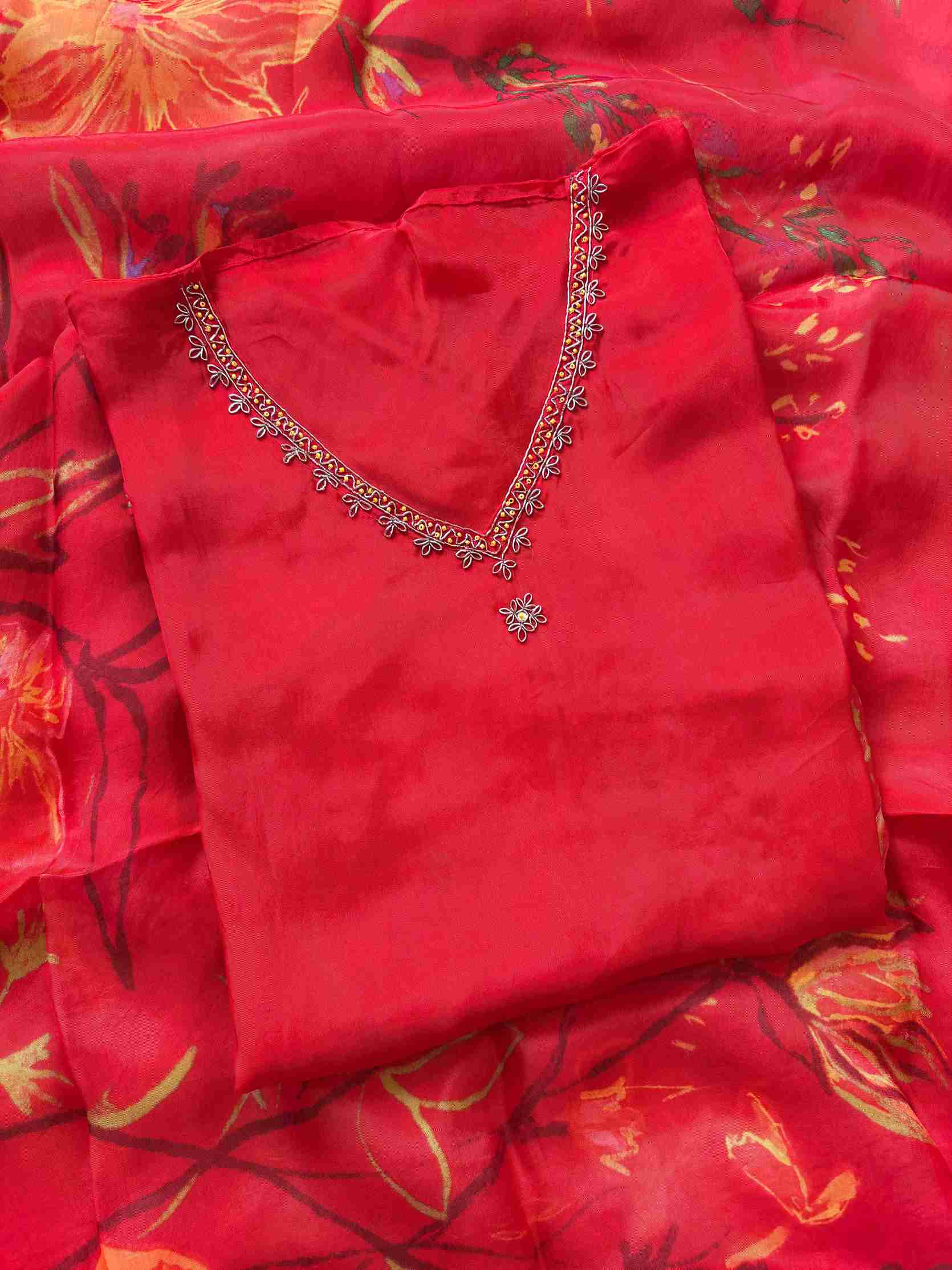 Party wear dress material in glass tissue - The Zareesh