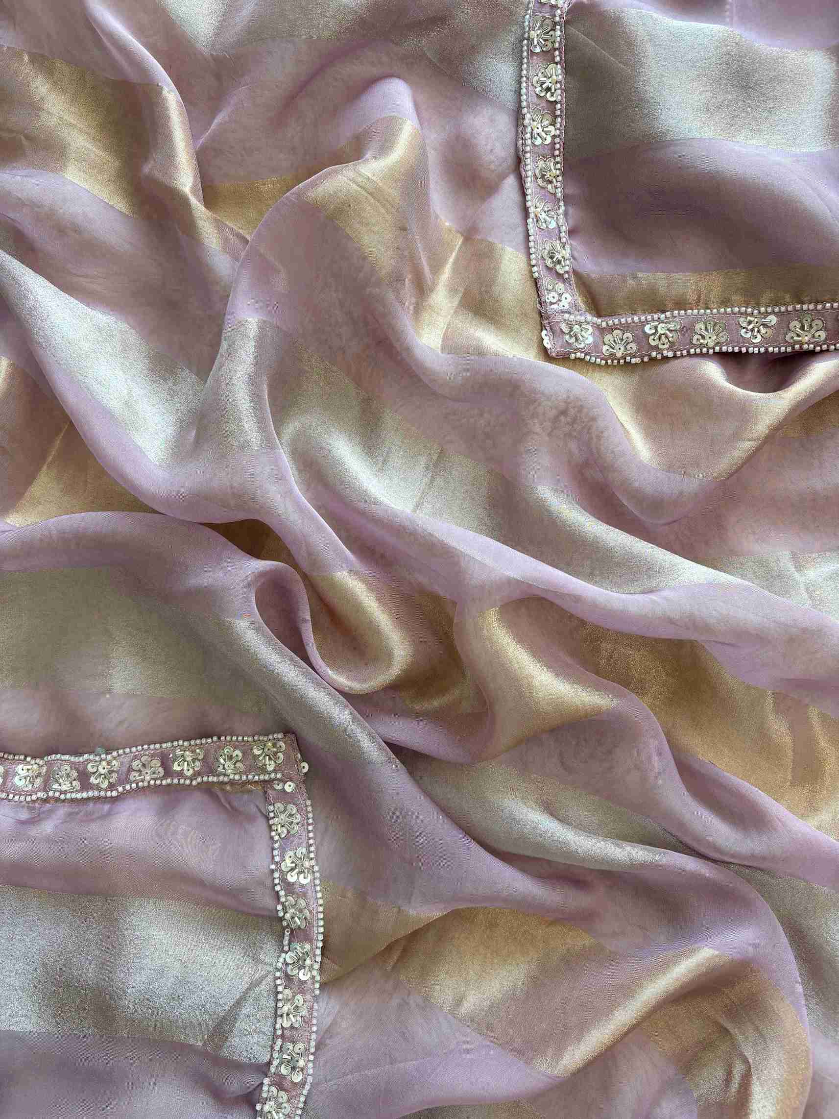 TISSUE suit set with cutdana work - The Zareesh