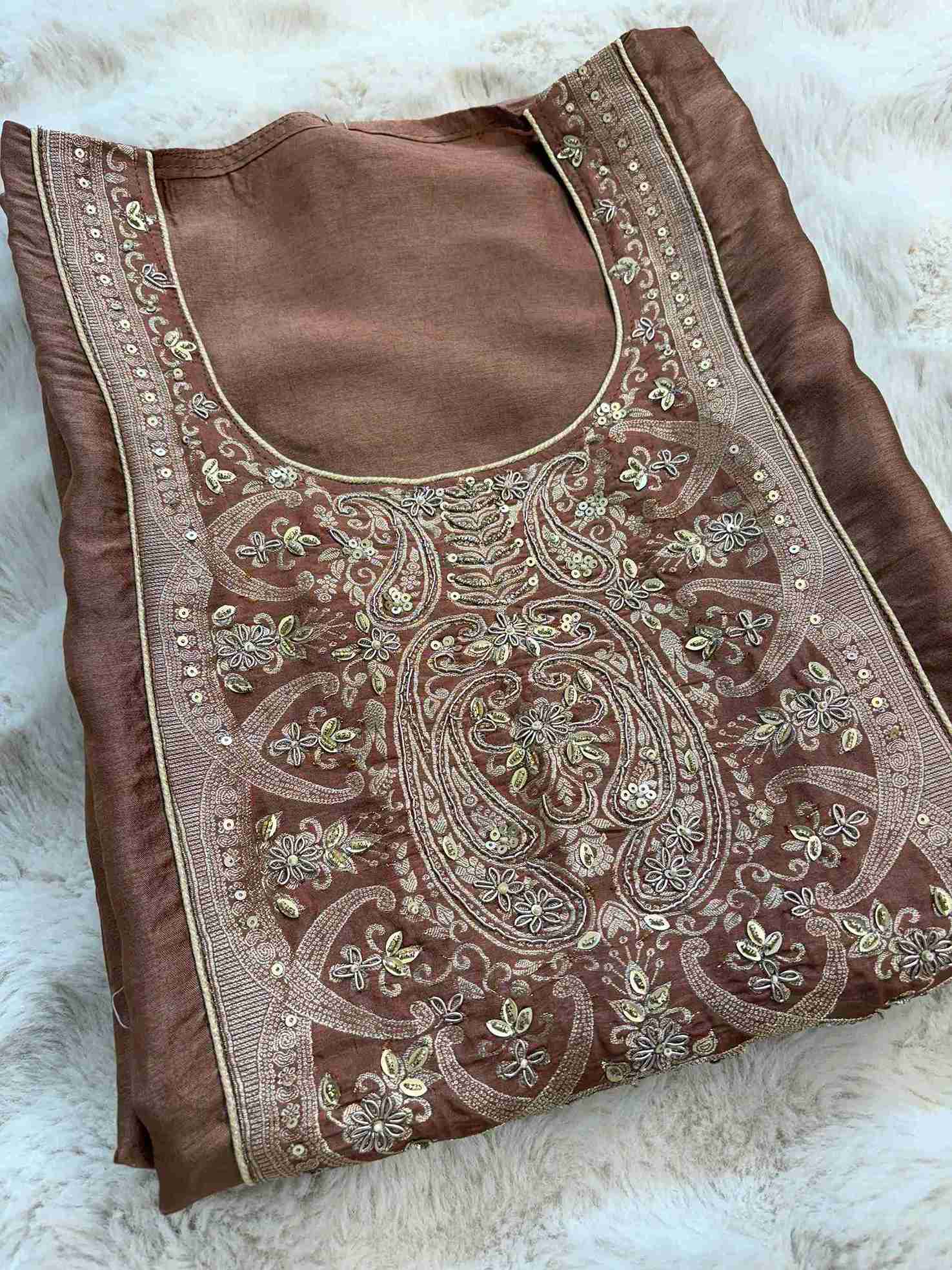 Party wear unstitched suit in banarasi weaving - The Zareesh