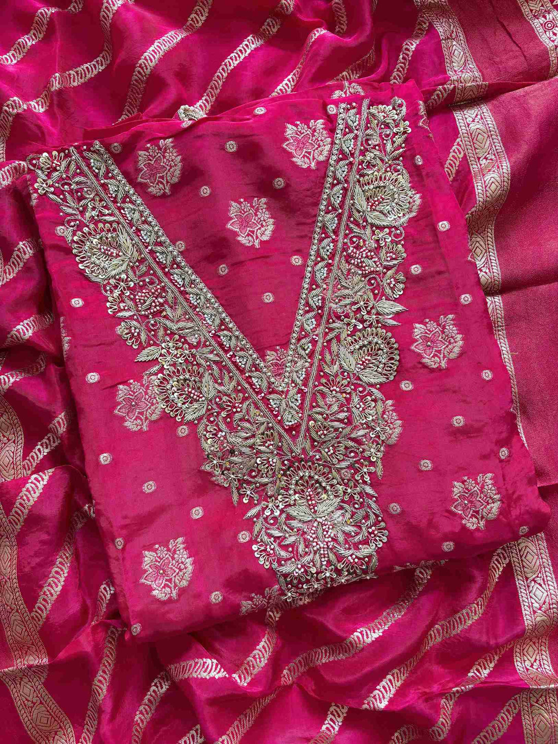 Satin Organza Unstitched Suit - The Zareesh