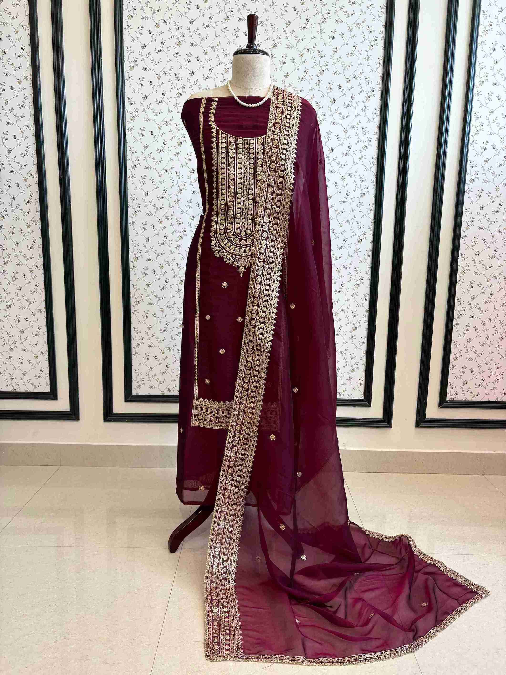 Satin Organza Unstitched Suit Set - The Zareesh