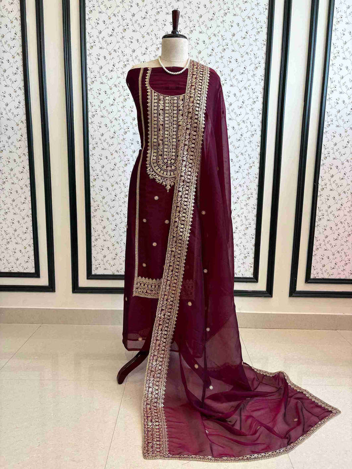 Satin Organza Unstitched Suit Set - The Zareesh