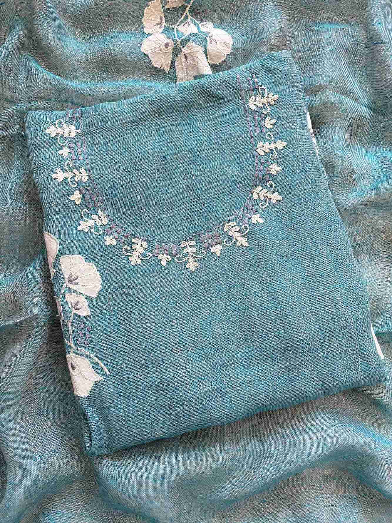 Formal Wear Soft cotton Linen shirt with applique work - The Zareesh