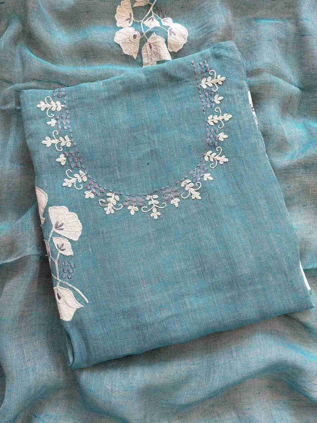 Formal Wear Soft cotton Linen shirt with applique work - The Zareesh