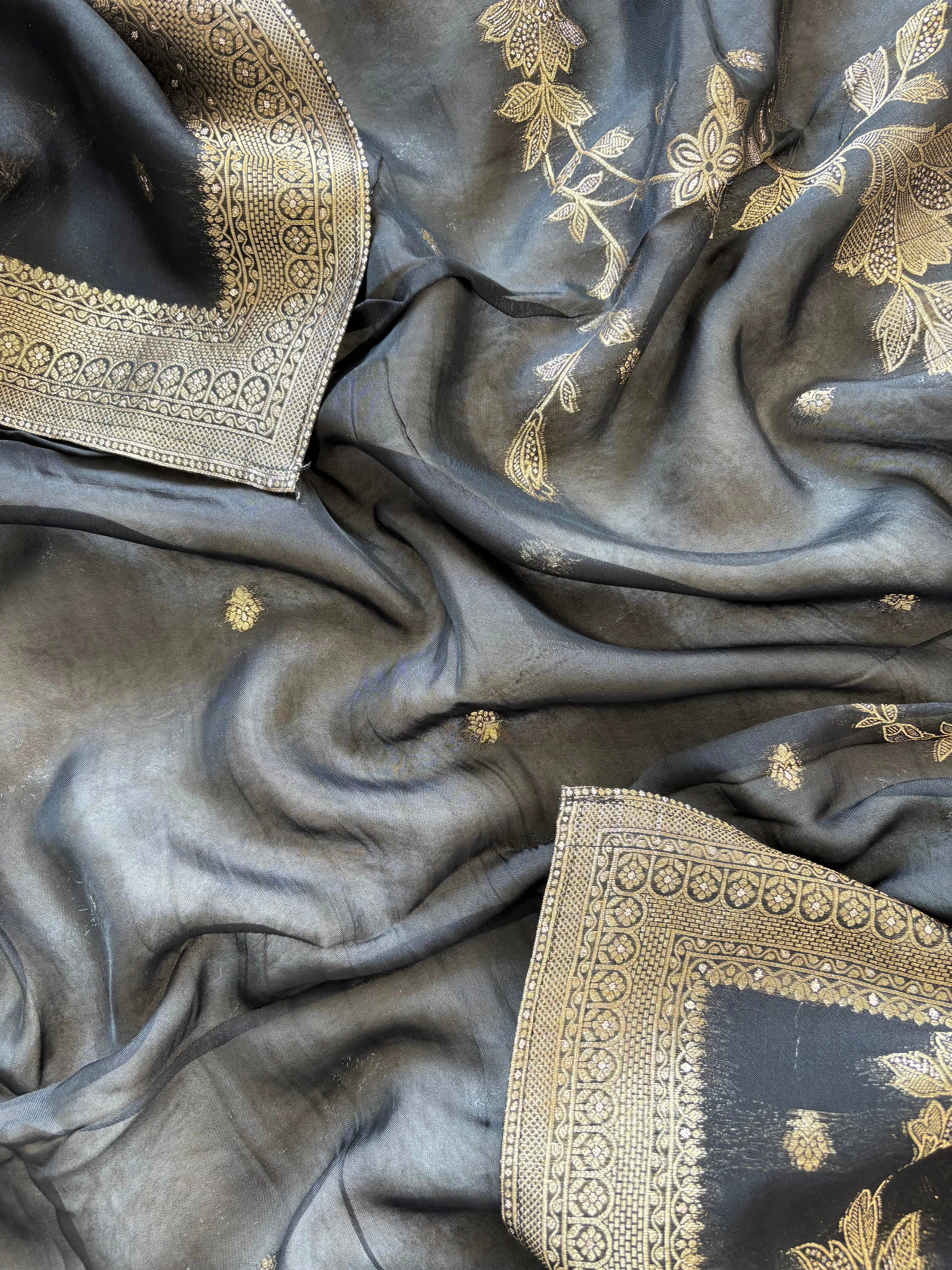 Black Roman Silk Unstitched Suit - The Zareesh