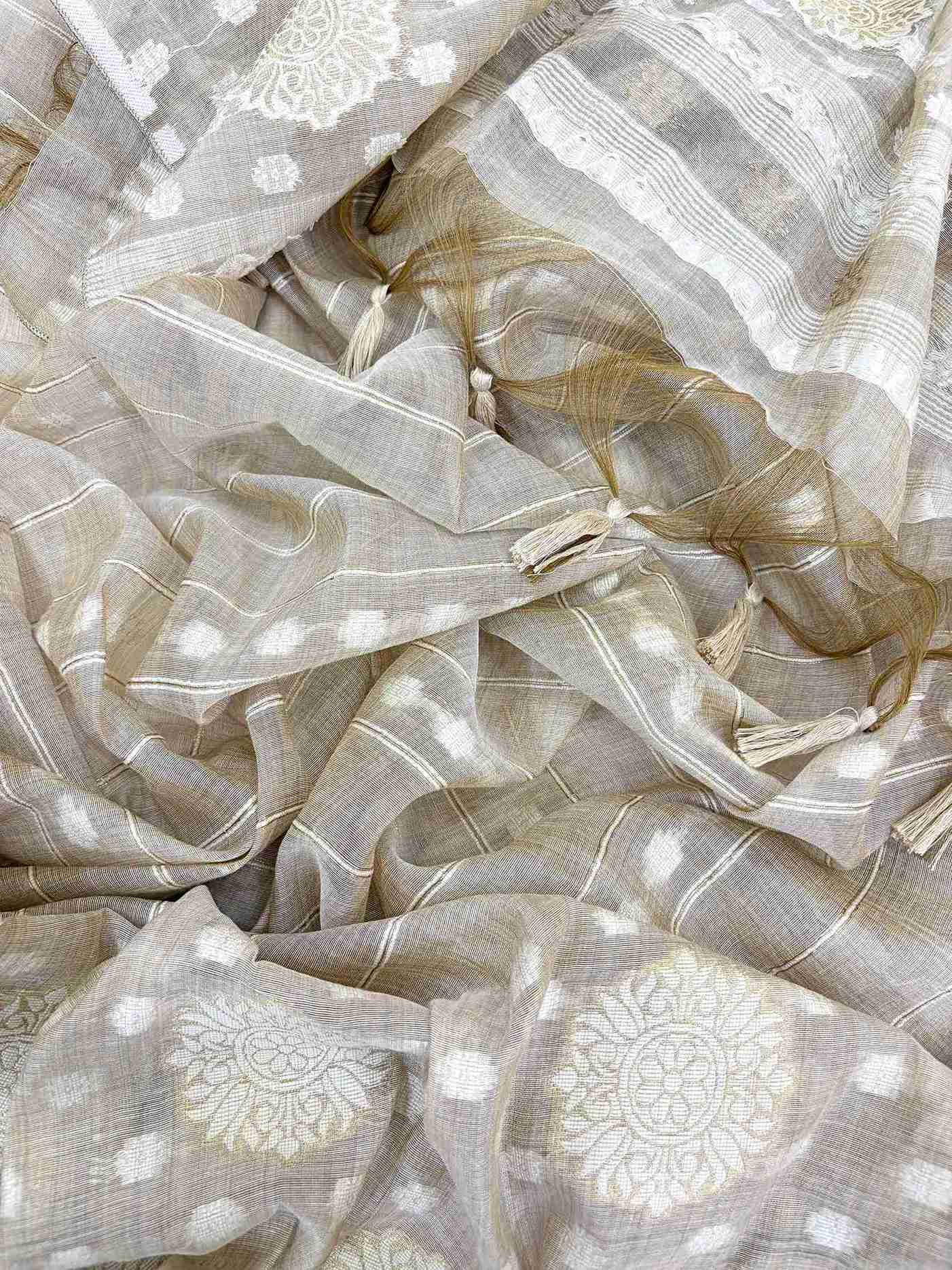 formal wear unstitched suit in jaamdani weaving