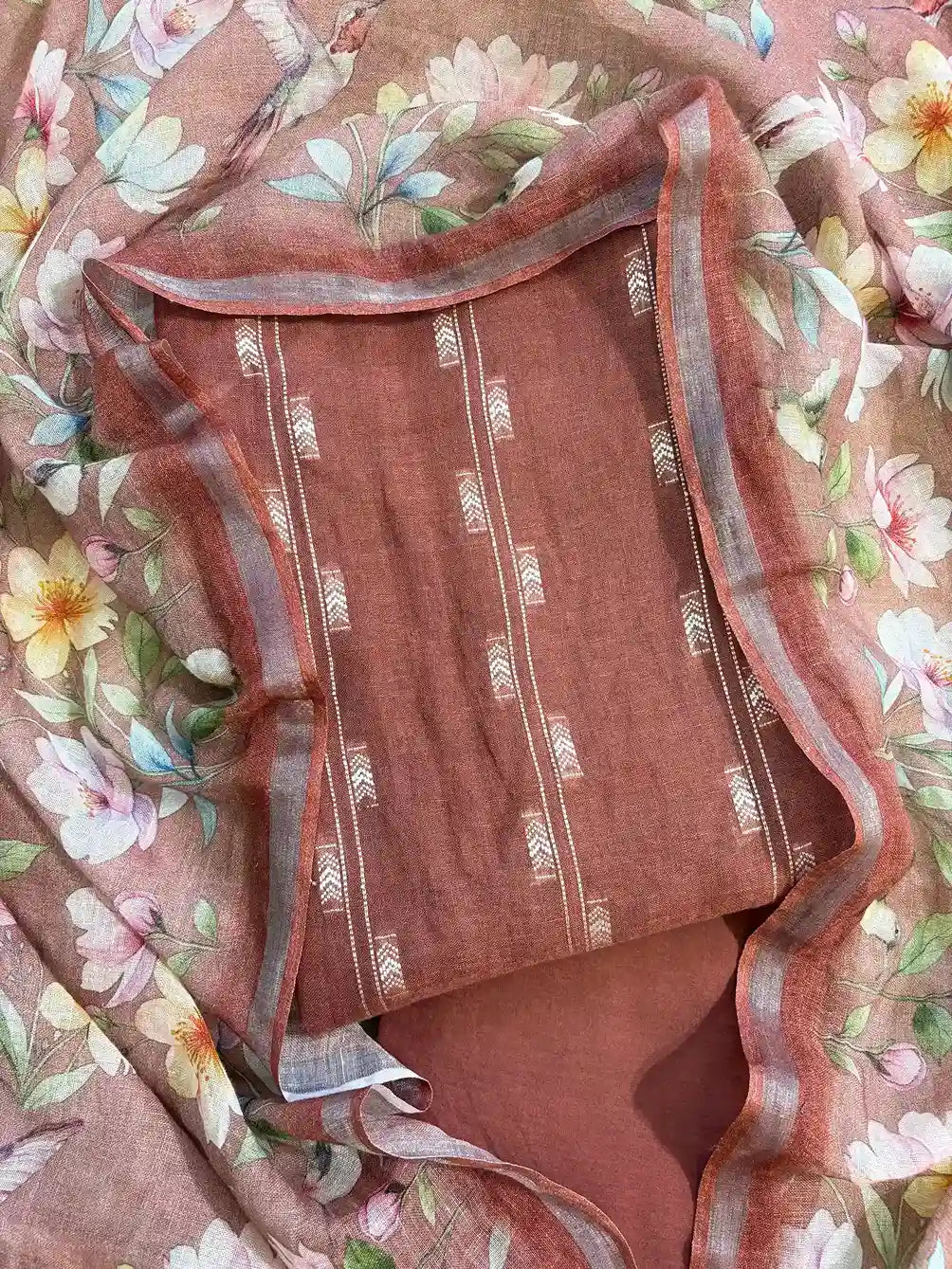 Pure linen unstitched suits for womens for casual wear