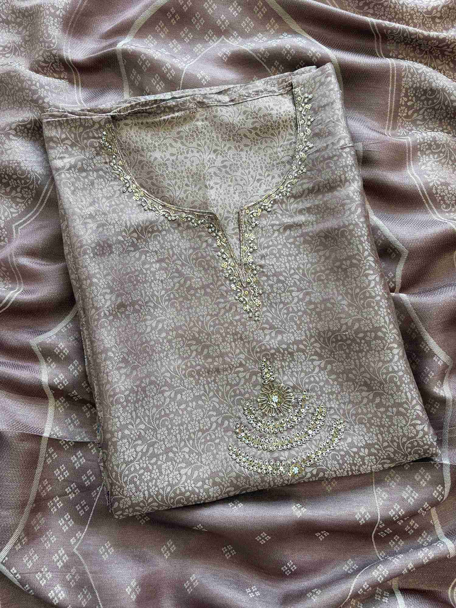 Premium jacquard Party wear unstitched suit - The Zareesh