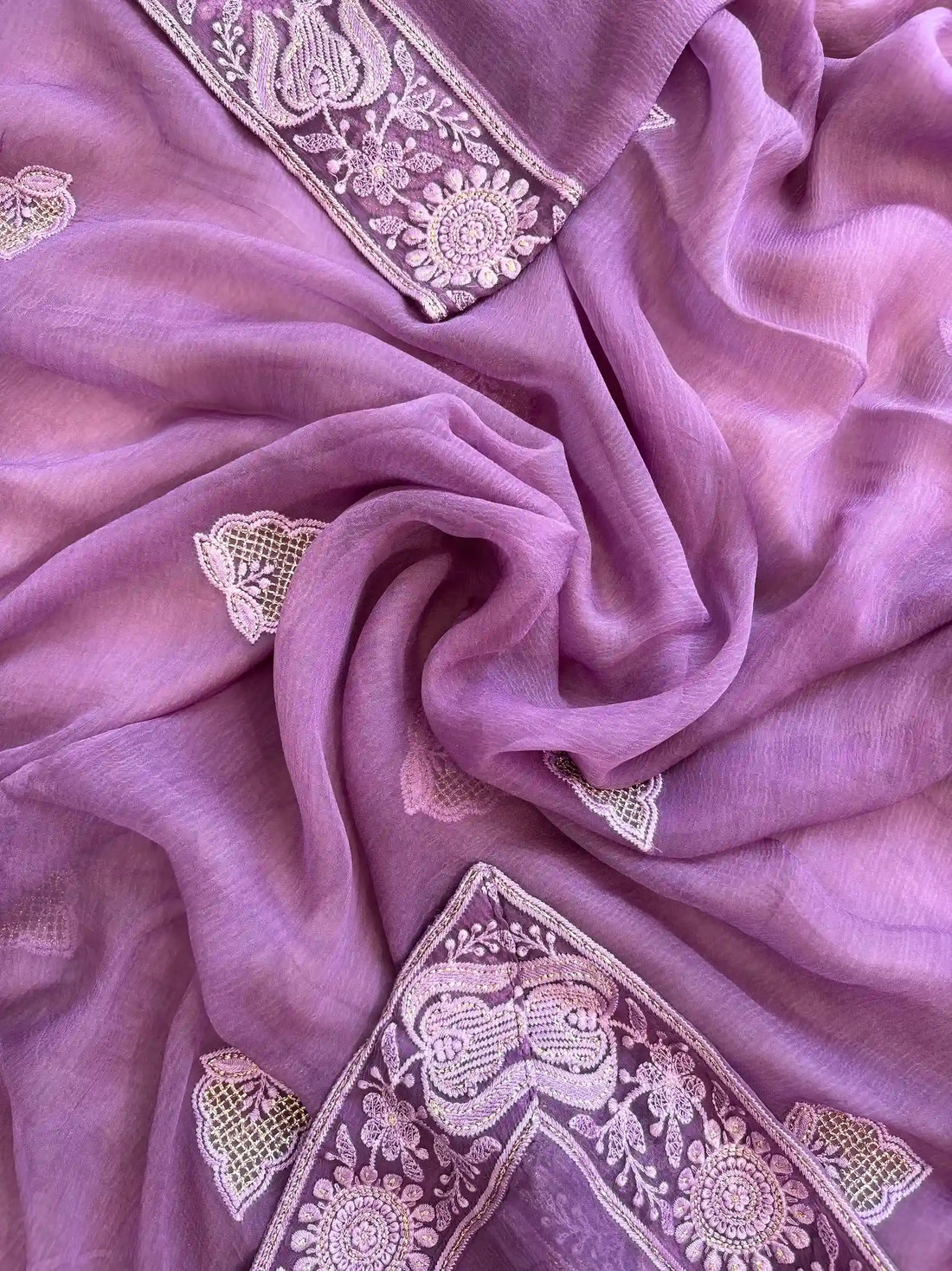 purple georgette party wear chikankari sunstitched suit for women