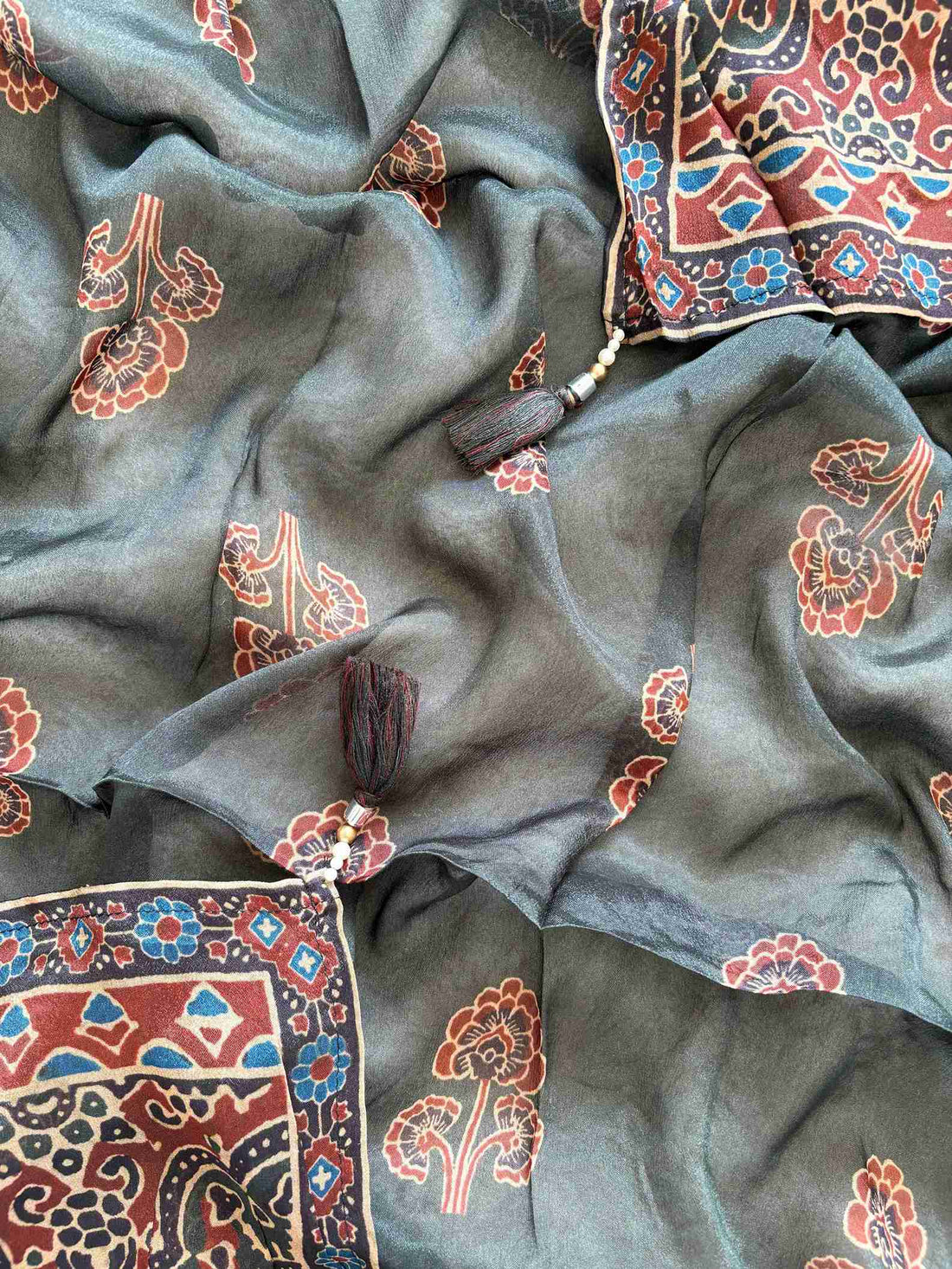 Pure Crepe Ajrakh Printed unstitched suit - The Zareesh