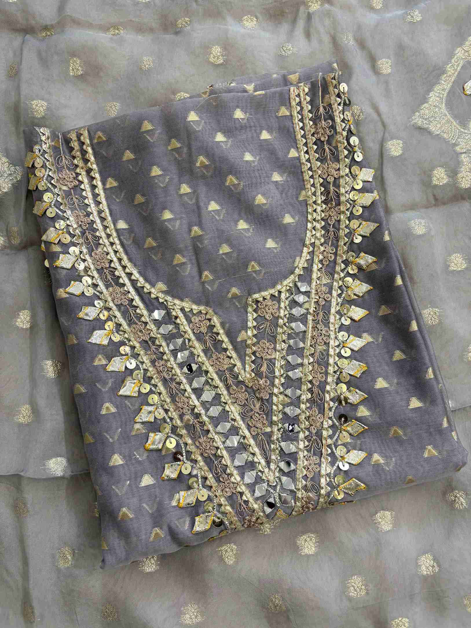 Party wear Gota unstitched suit - The Zareesh