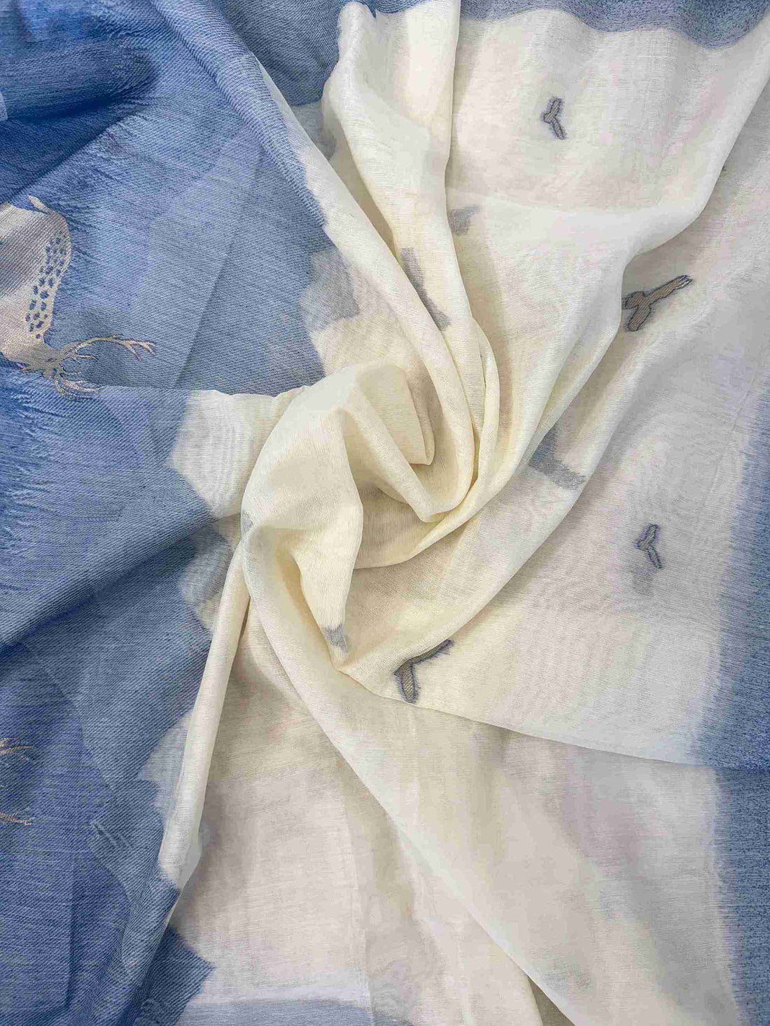 cotton linen unstitched suit with jaamdani weaving