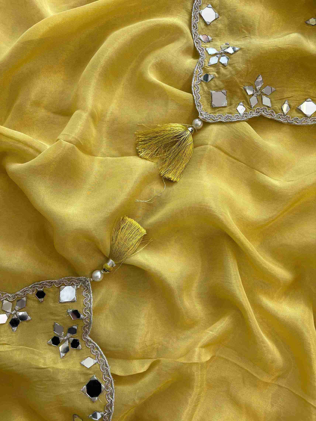 Tissue Silk unstitched suit with Mirror work - The Zareesh