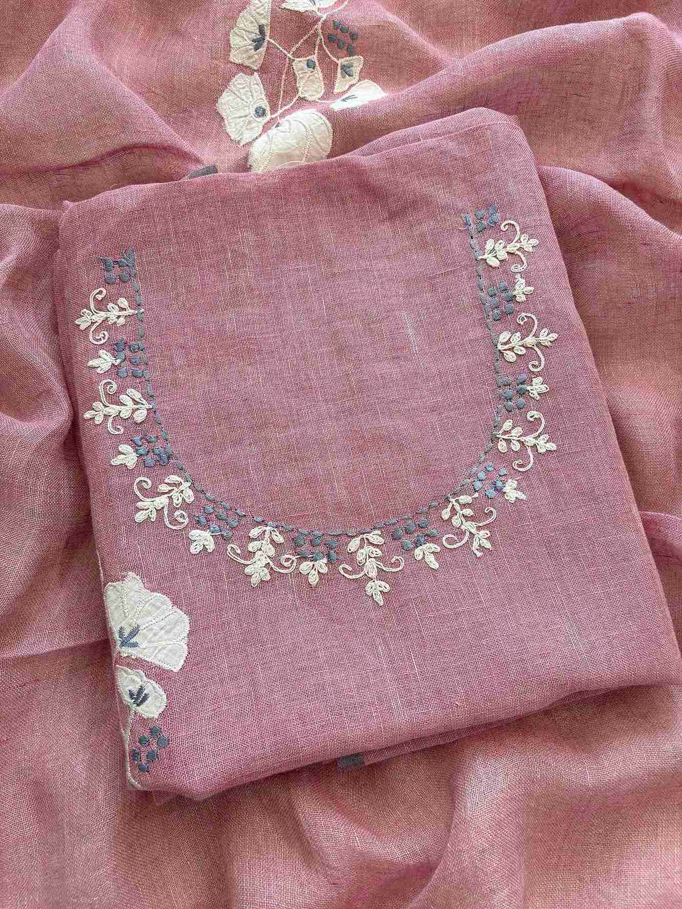 Formal Wear Soft cotton Linen shirt with applique work - The Zareesh