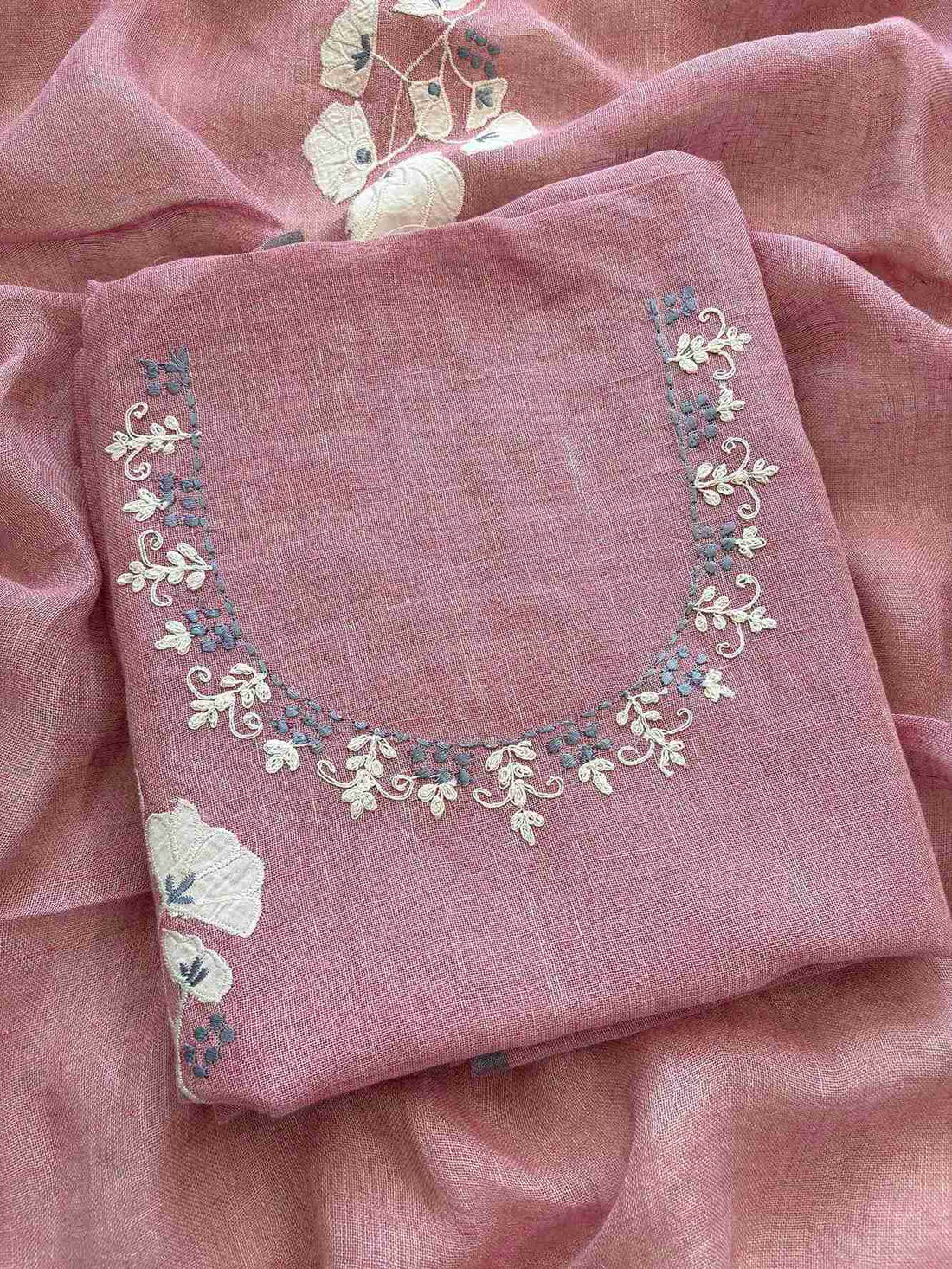 Formal Wear Soft cotton Linen shirt with applique work - The Zareesh