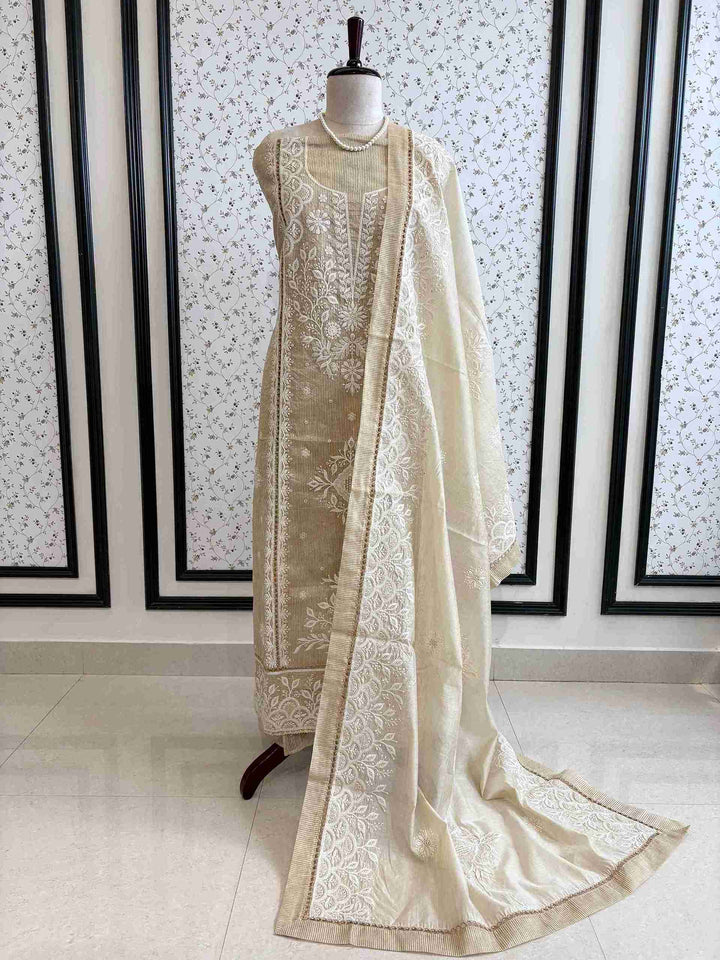 Chikankari Party wear Cotton Silk Unstitched Suit - The Zareesh