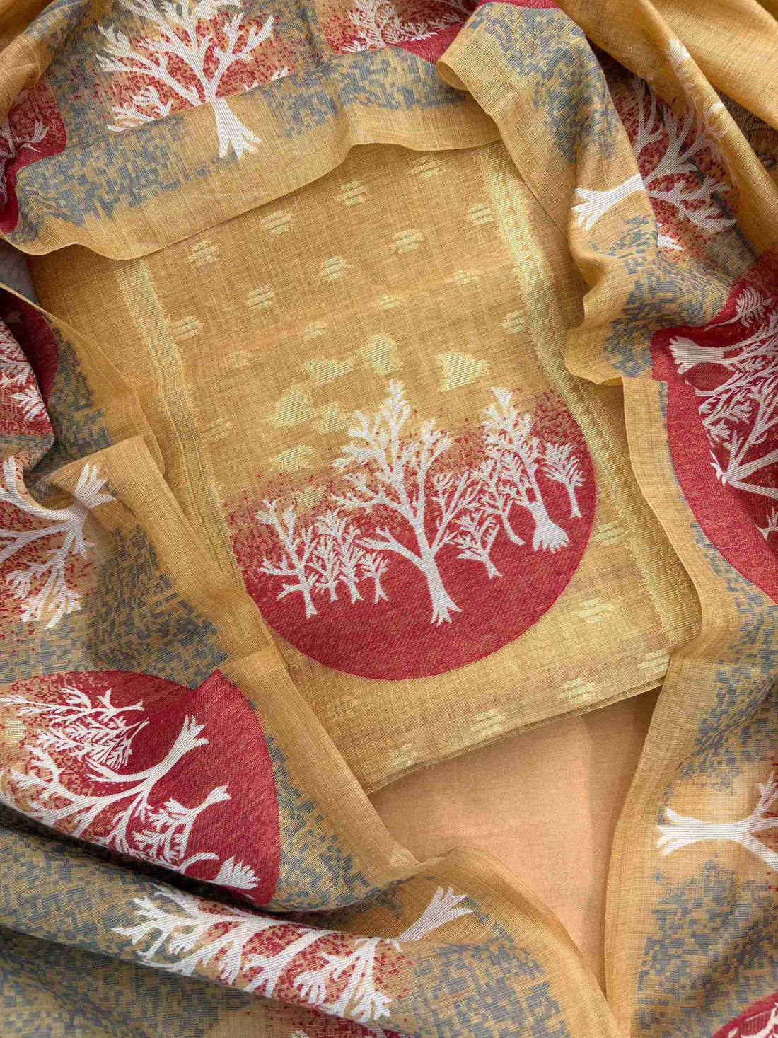 Pure Jaamdani Semi Formal Unstitched Suit - The Zareesh