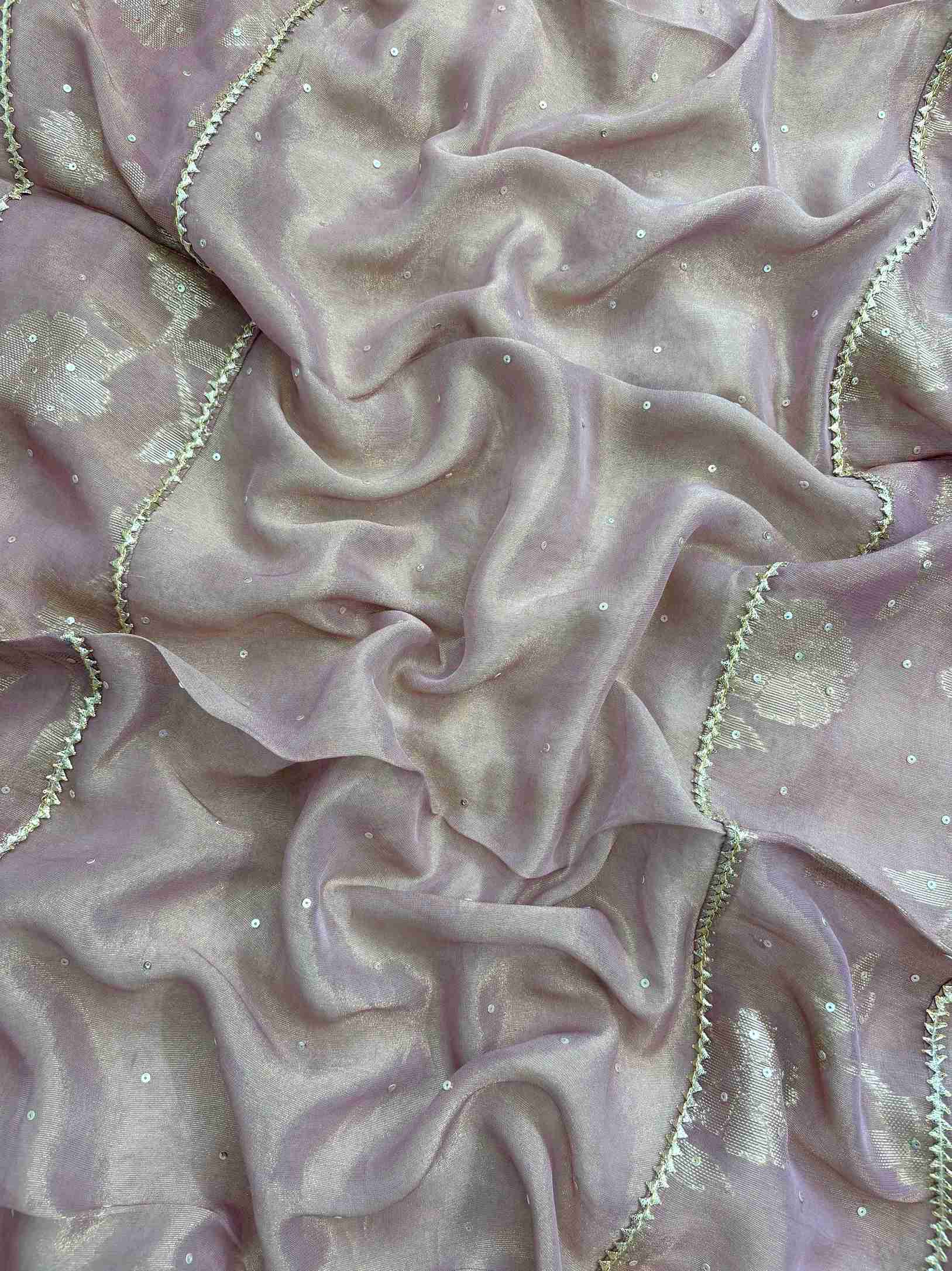 Pure Tissue Heavy Gota Lace Unstitched Suit - The Zareesh