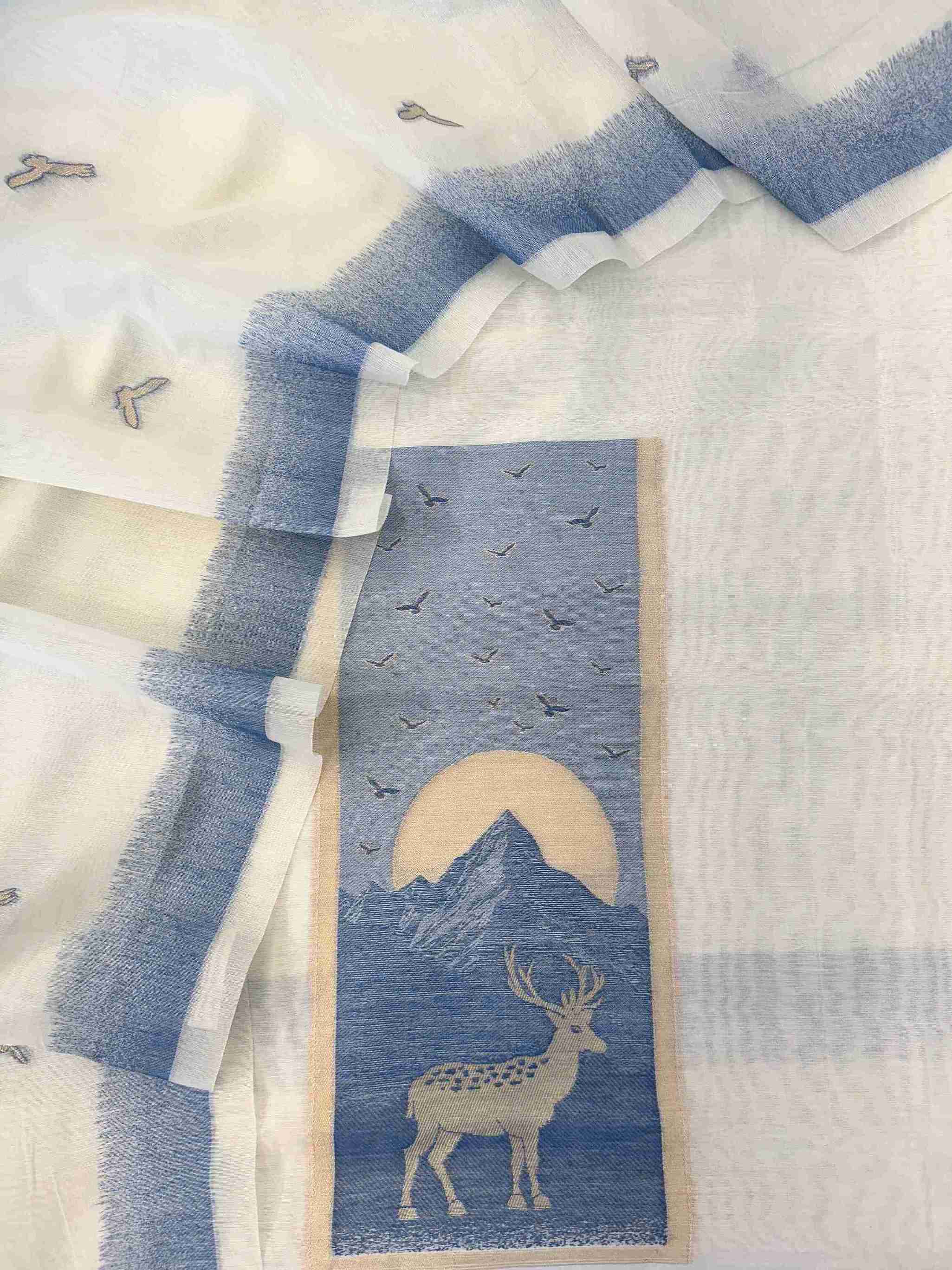 cotton linen unstitched suit with jaamdani weaving