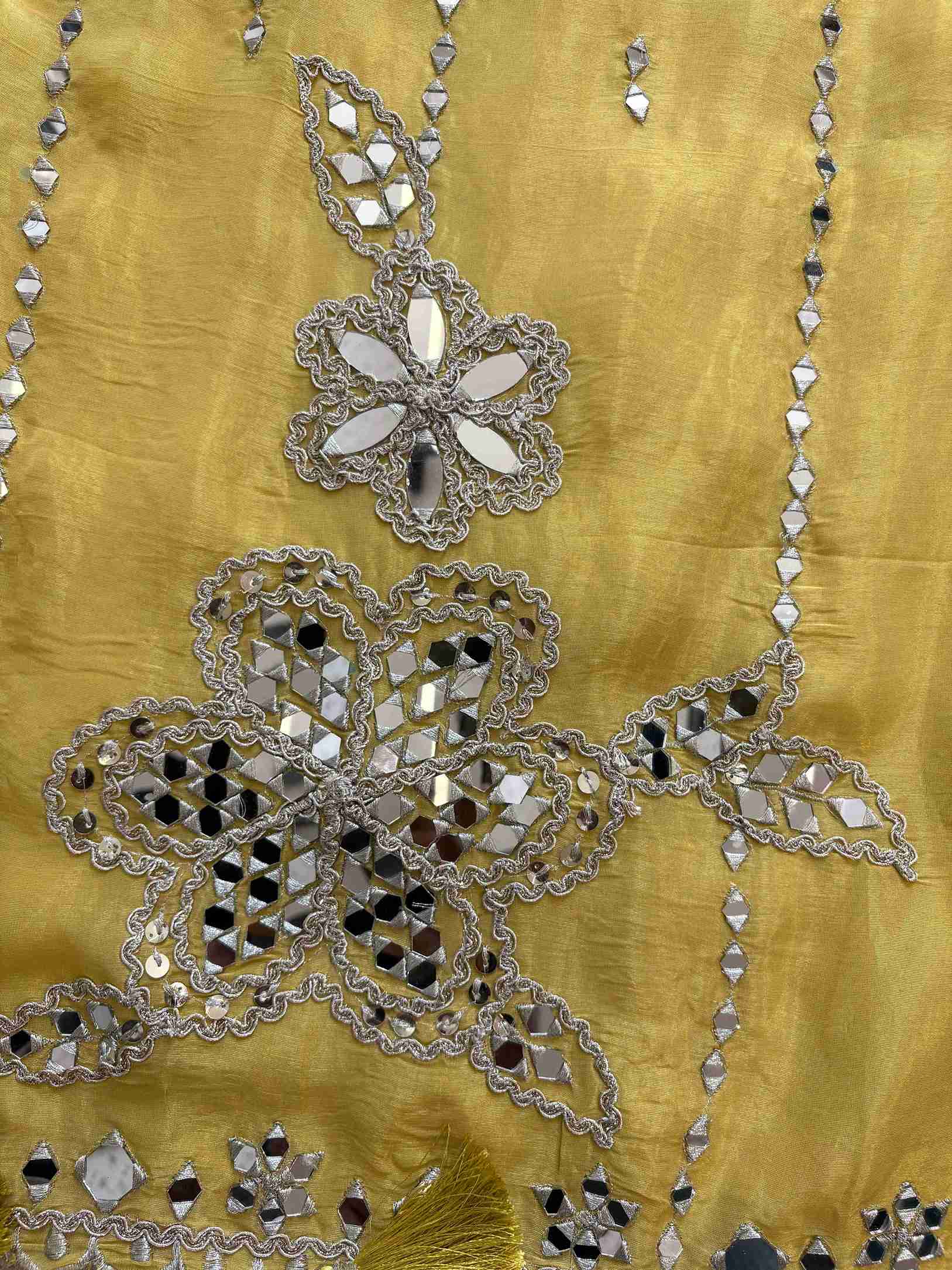 Tissue Silk unstitched suit with Mirror work - The Zareesh