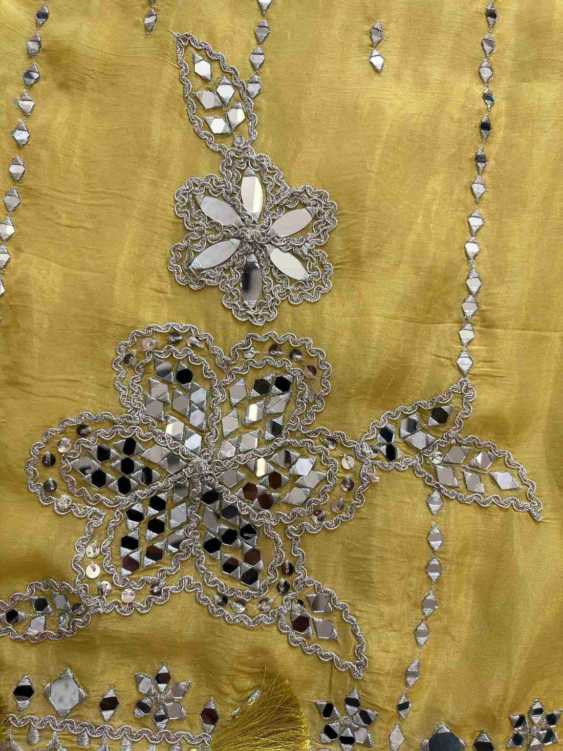 Tissue Silk unstitched suit with Mirror work - The Zareesh