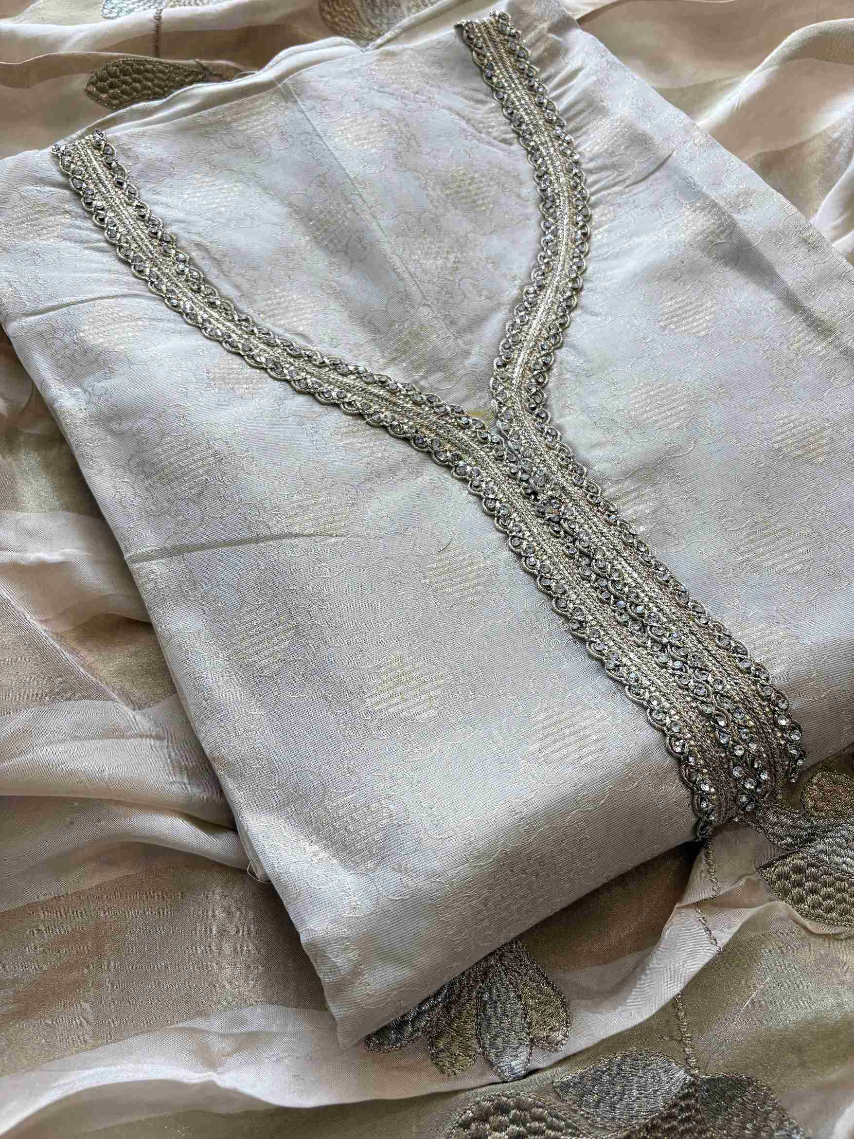 Shimmer Organza Unstitched Suit - The Zareesh