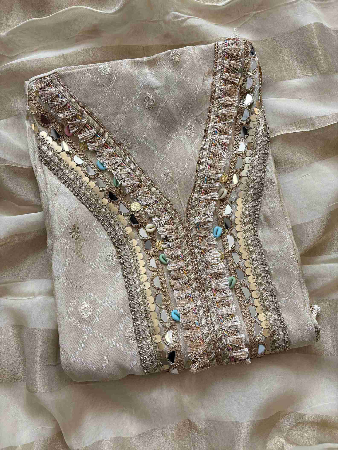 Tissue jacquard unstitched suit- The Zareesh