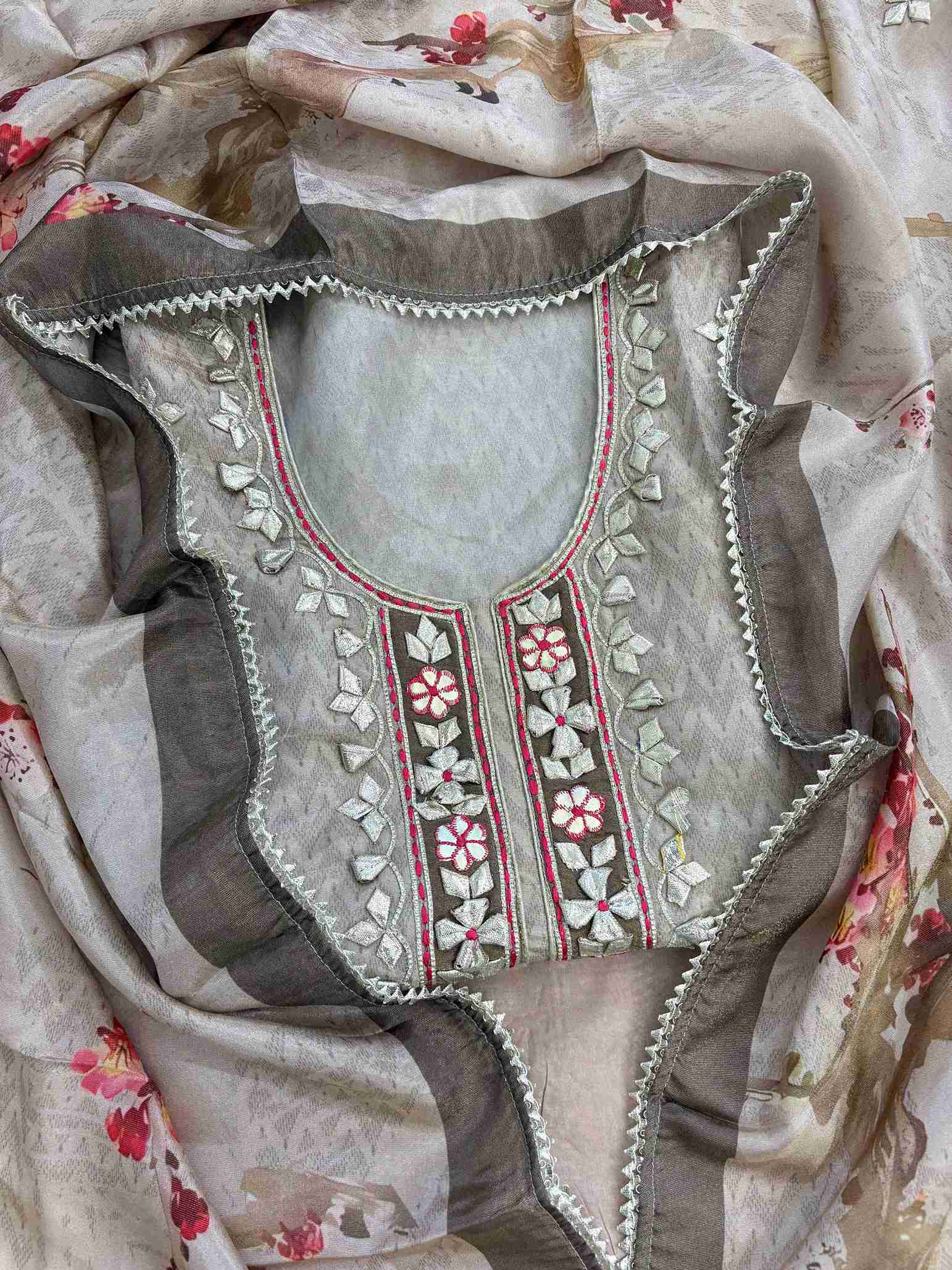 Designer gota patti unstitched suit - The Zareesh